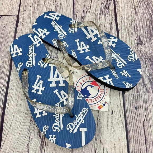 NEW MLB Los Angeles Dodgers Baseball‎ Women's Size 6 Flip Flops Thong Sandals - Picture 1 of 10